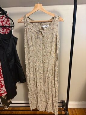 Beige Floral Sleeveless vintage  Maxi Dress